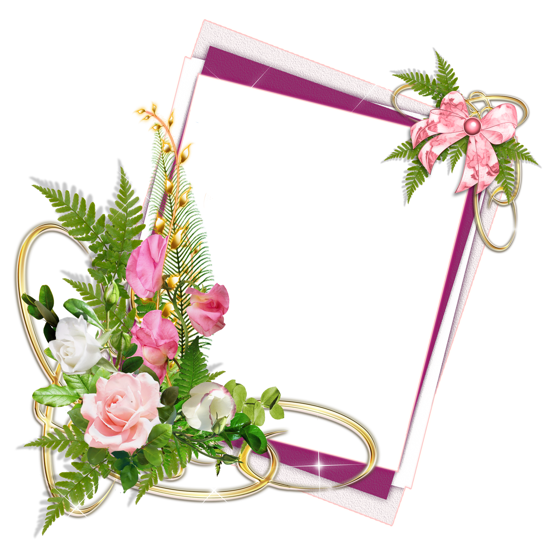 Pink Frame with Roses and Ribbon Gallery Yopriceville HighQuality